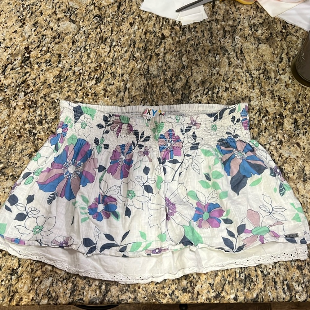 ROXY | smock waist floral cotton skirt
